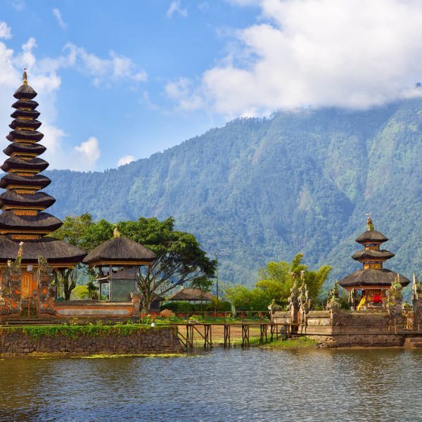 Luxury Bali Holidays - mountains, temple and water shot