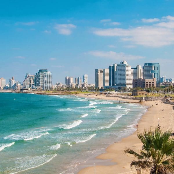Tel Aviv holidays - beach and ocean view with city in background