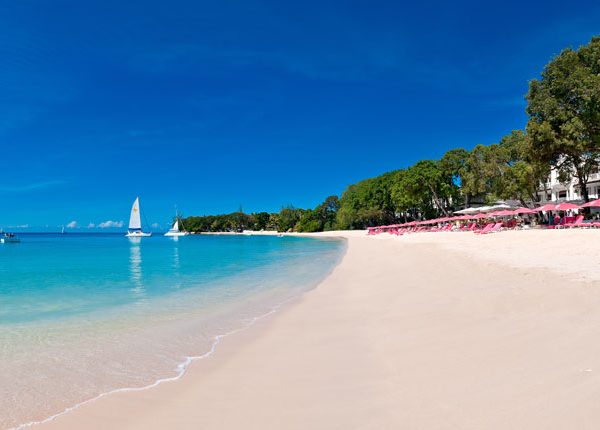View of the beach at Sandy Lane in Barbados