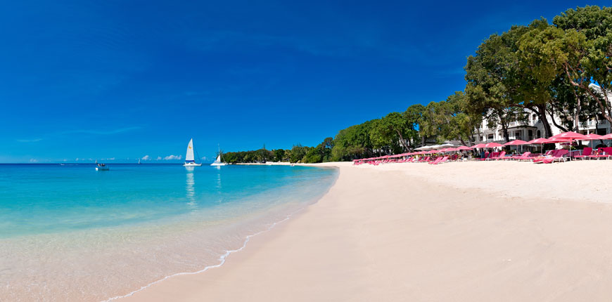 View of the beach at Sandy Lane in Barbados