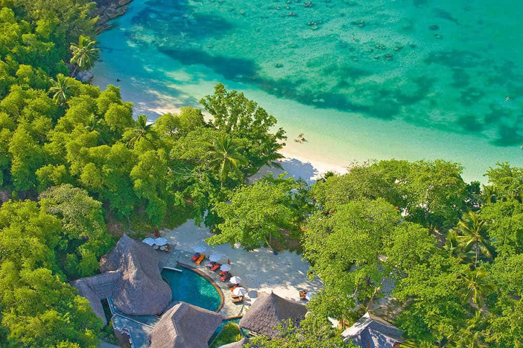 Ariel view of Constance Ephelia Resort in the Seychelles