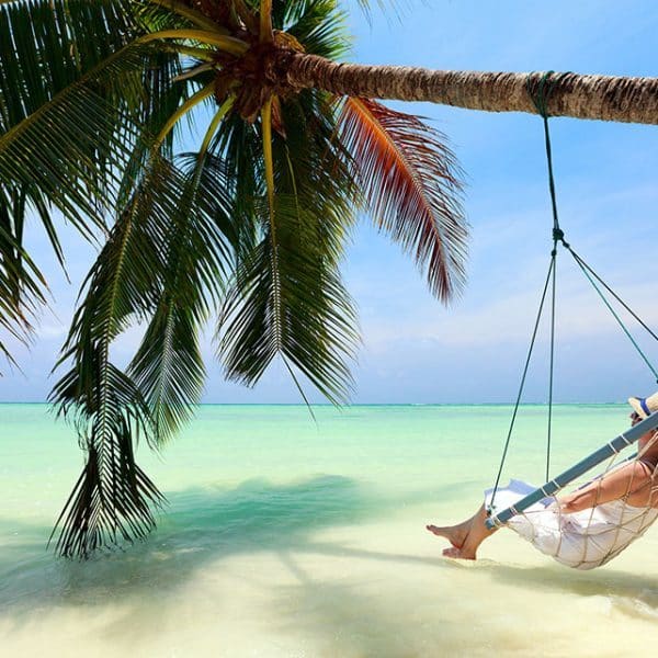 Hammock and beach view in the maldives