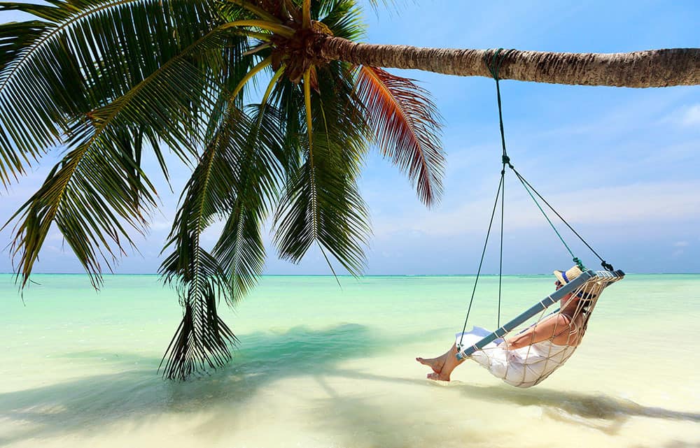 Hammock and beach view in the maldives
