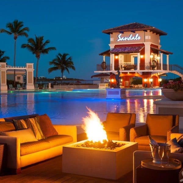 Emerald Bay Bahamas Offer Night Pool side view