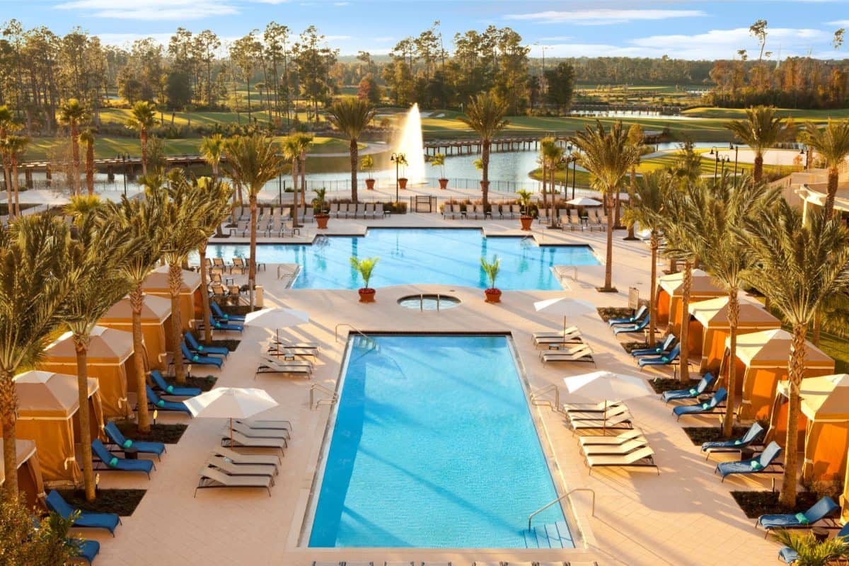 View of the Waldorf Astoria Orlando swimming pool in Orlando, Florida