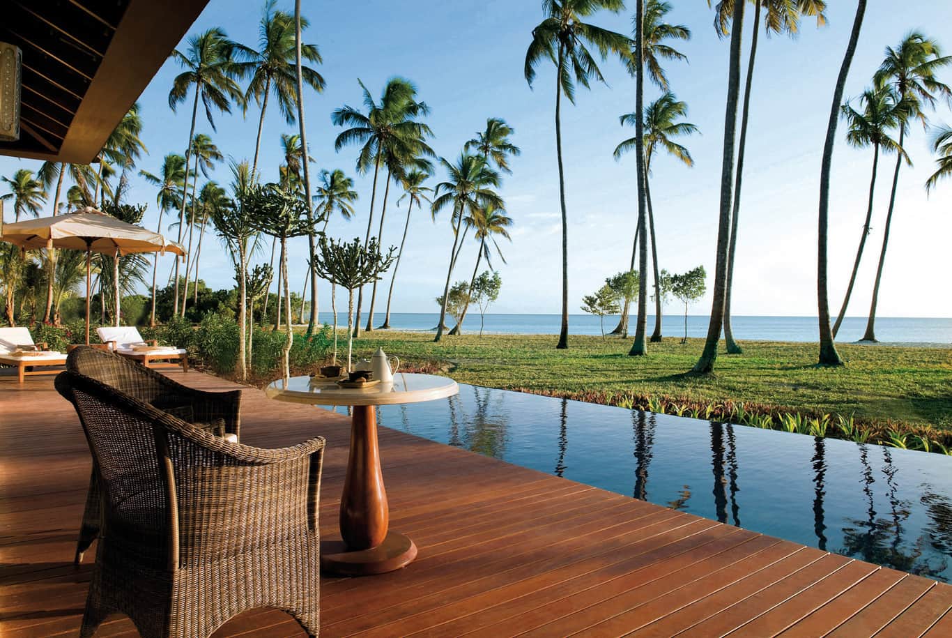 View over the sea from the villa terrace at The Residence Zanzibar in Tanzania