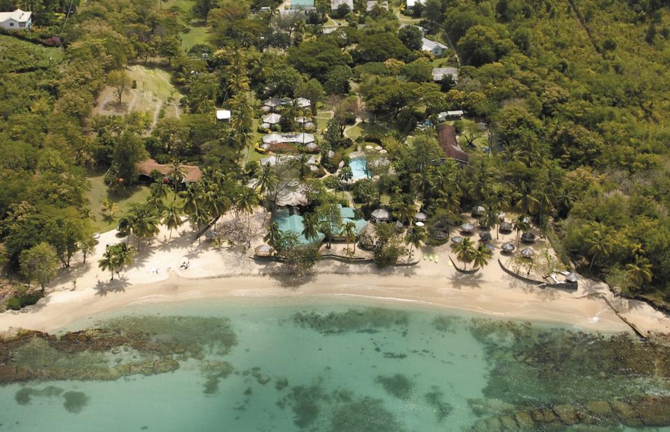 Aerial view of East Winds Inn at St Lucia