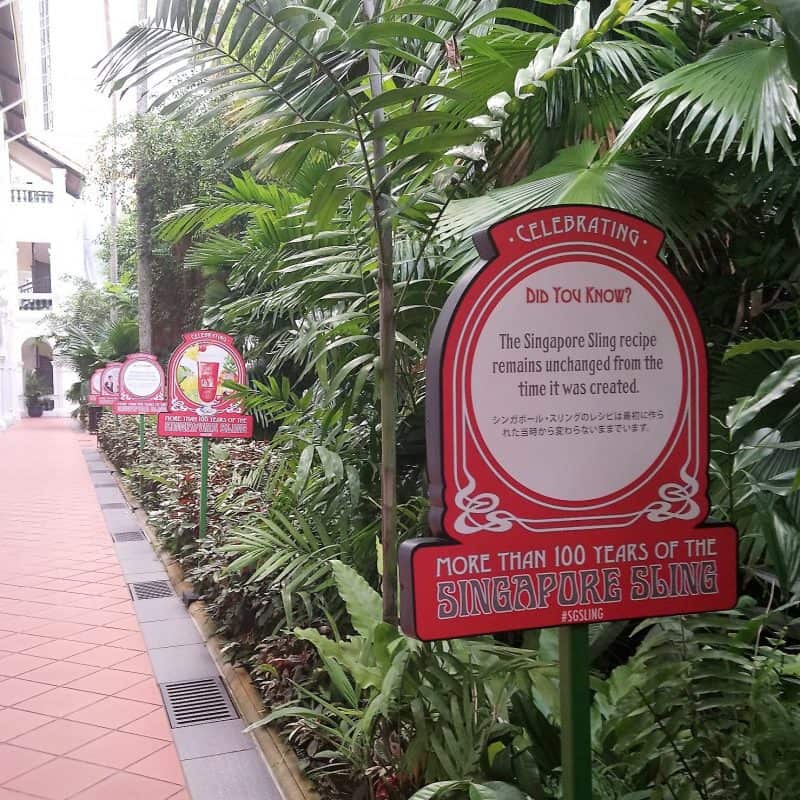 Sign for Raffles Singapore Sling celebrating more than 100 years