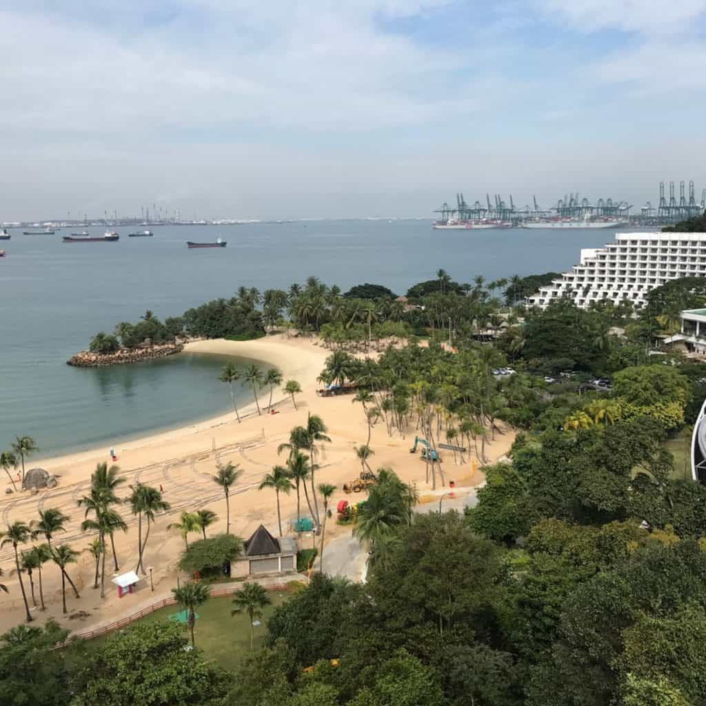 View of Siloso Beach and Shangri-La Rasa Sentosa from the cable car