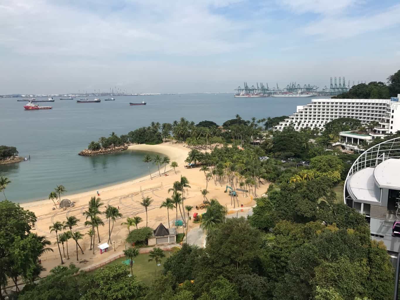 View of Siloso Beach and Shangri-La Rasa Sentosa from the cable car