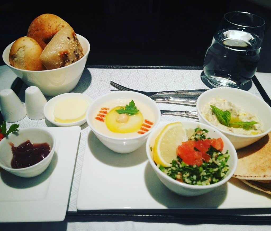Classic Arabic Mezze from the Appetiser Menu for Qatar Airways Business Class