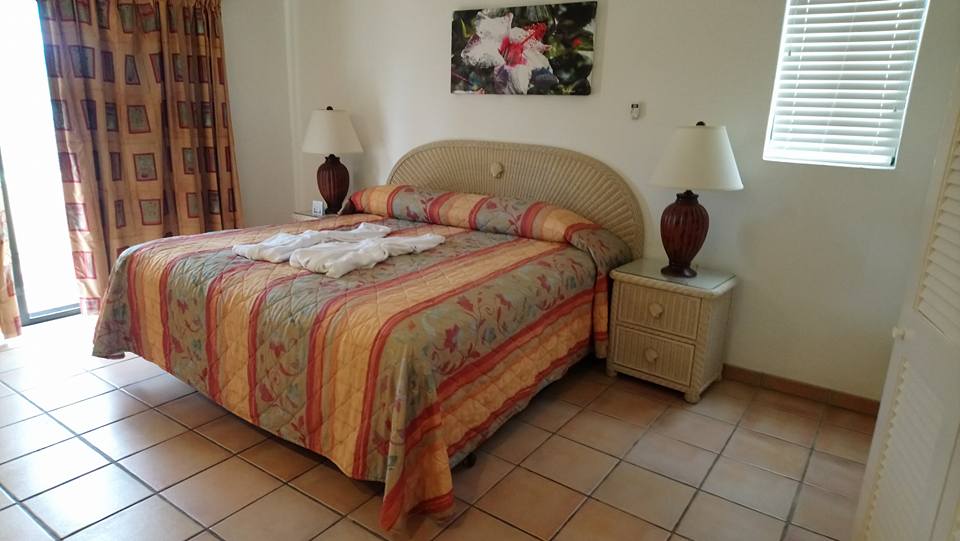 View of the master bedroom in a two bedroom villa at St James Club Antigua