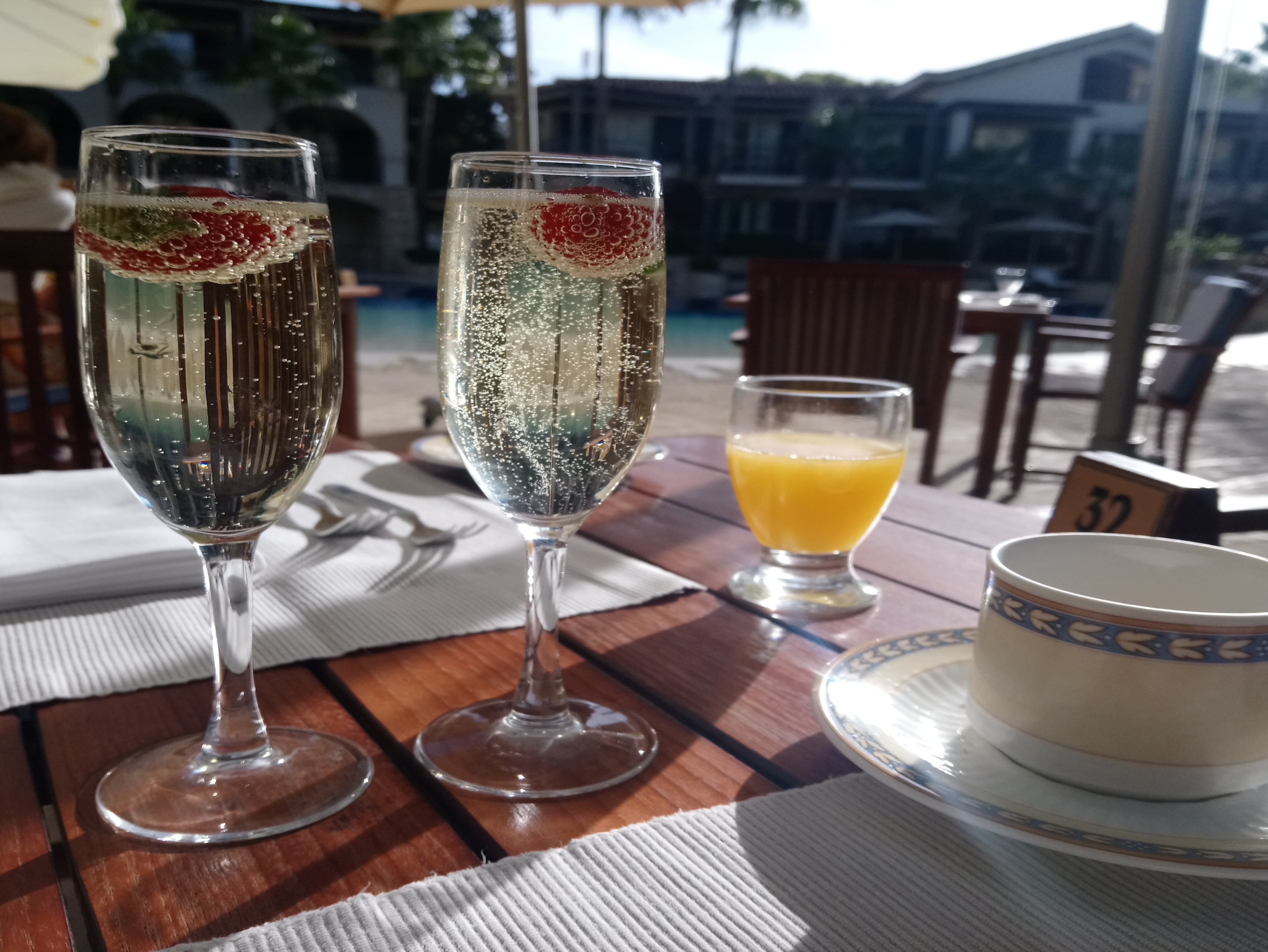 Breakfast Champagne, Bacchus Restaurant in Columbia Beach Resort, Cyprus