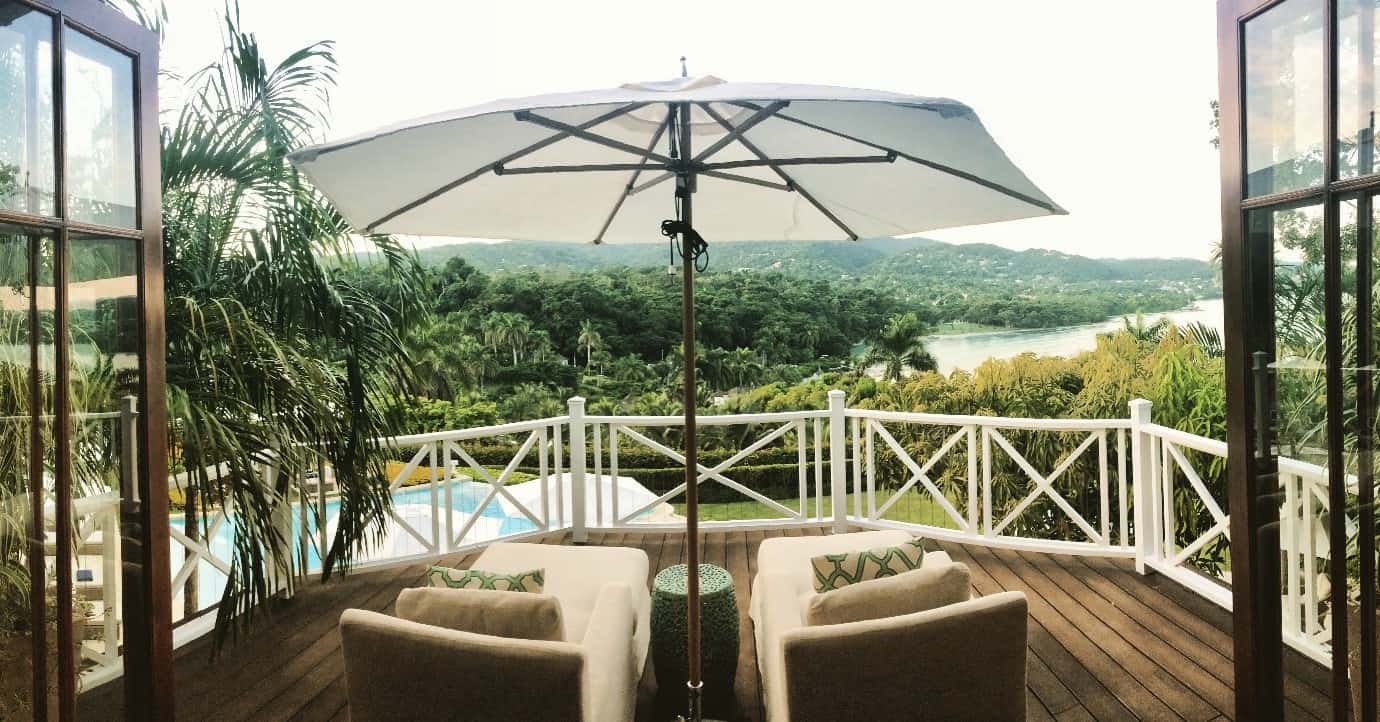 The view from my balcony in Suite 83B at Round Hill Resort & Villas in Jamaica